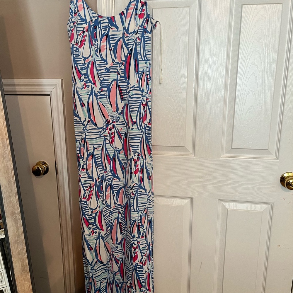 Lilly Pulitzer Blue and Pink Maxi Dress